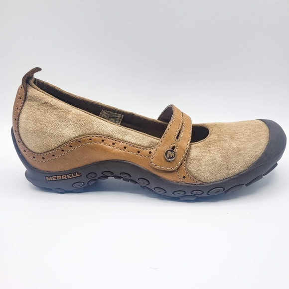 Merrell Plaza Bandeau Tan J46116 Suede Mary Jane Shoes Women's Size 9 - Picture 5 of 11